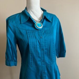 Elegant Teal Button-Down Women's Shirt